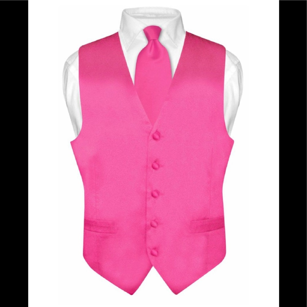 Hot pink vest and tie set
